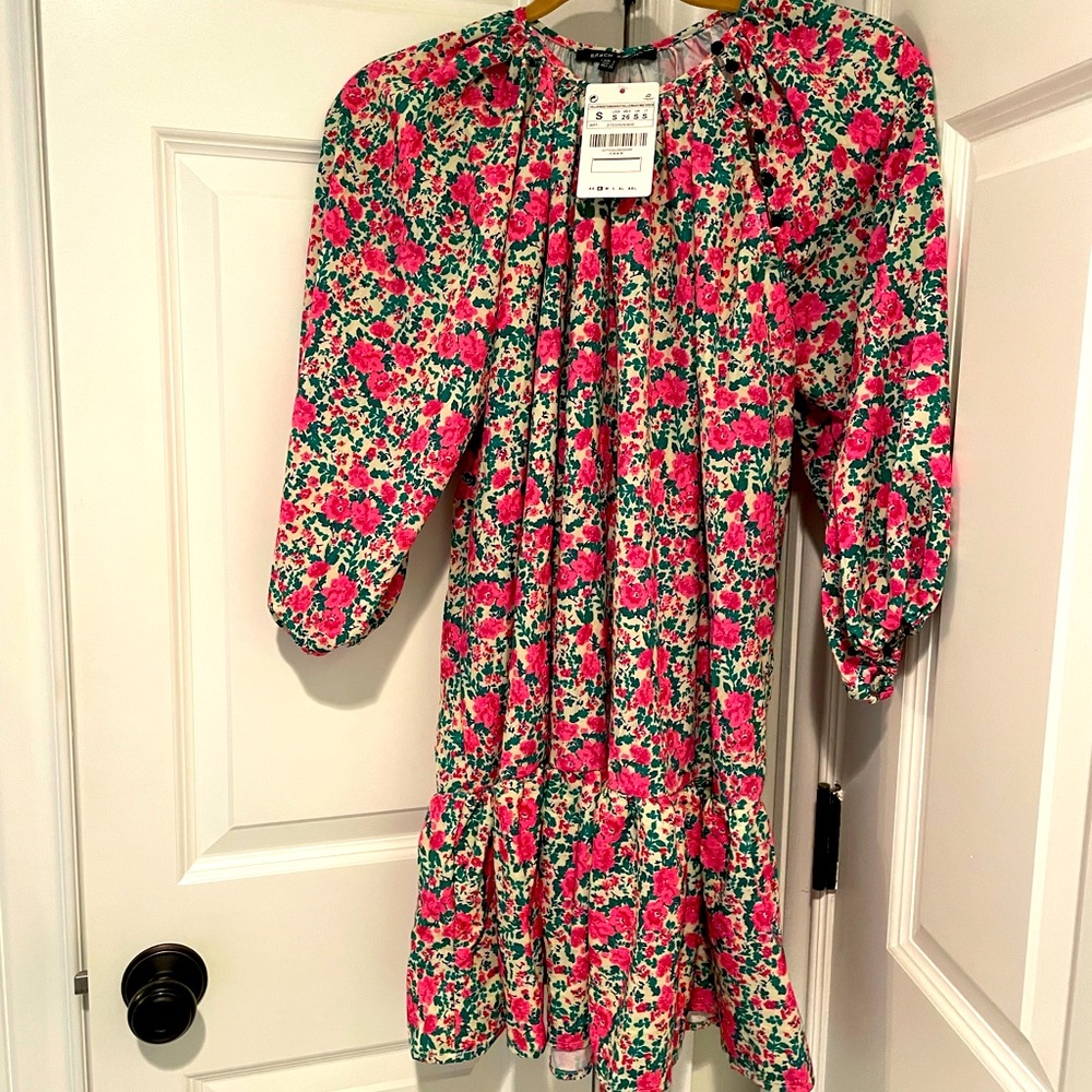 floral mini dress with balloon sleeves